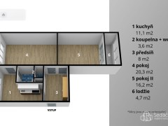 Byt 2+1 s lodžii v Chebu, – fotografie 2